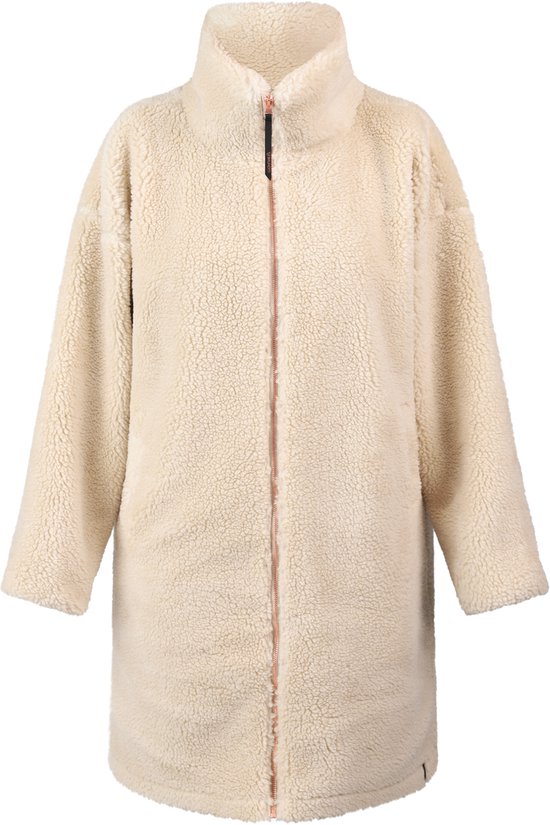 Brunotti Cervinia Dames Lange Fleece Teddy Jas met Geborduurd Embleem - Beige - M