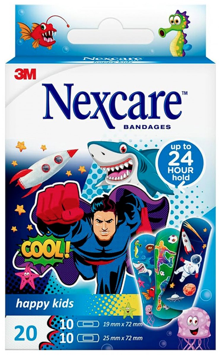 Goedkoopste 3M Nexcare Happy Kids Blue 20 Dressings