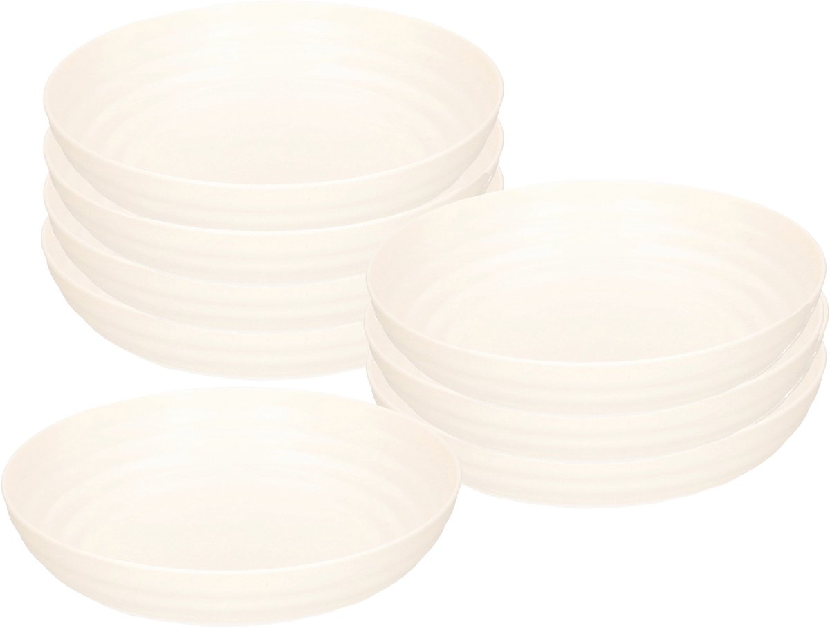 Plasticforte Soepkommen - 8x - D22 x H5.5 cm - wit - kunststof - onbreekbaar - servies