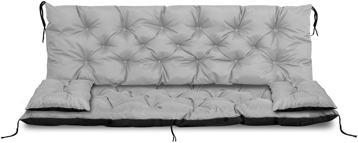Tuinkussen 120x60x50 cm + 2 kussens voor schommelbank waterdicht lichtgrijs