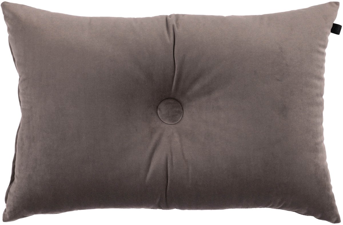 Overseas Velours Button Kussen - Taupe