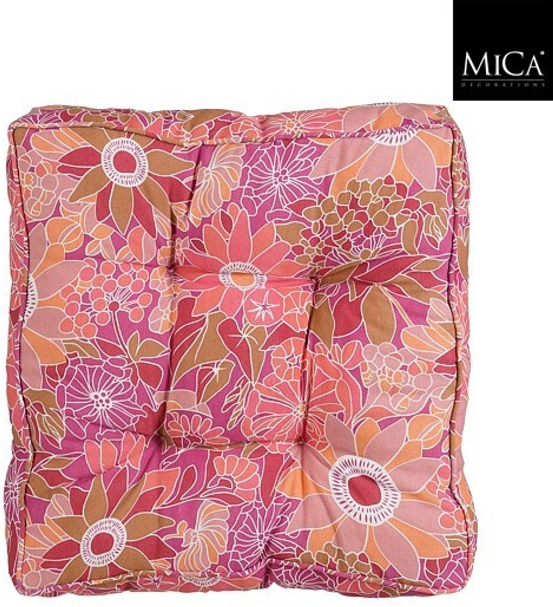 Mica Decorations Fleur Matras kussen - 47 x 47 x 10cm - Roze