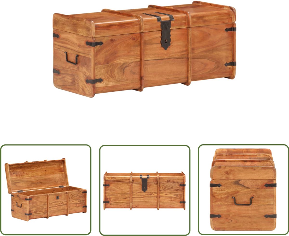 The Living Store Opbergkist 90x40x40 cm massief acaciahout - Opbergkist - Acacia Hout - Kast - Opbergruimte - Woonaccessoires
