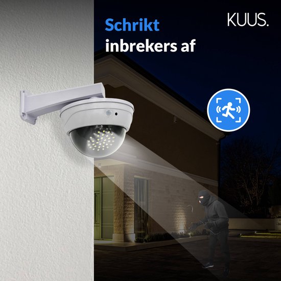 Dummy-beveiligingscamera, nep-buitencctv-bewakingscamera op zonne-energie met rode LED-opnamelamp (zonder batterij)(Zilver