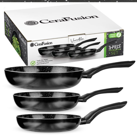 Ensemble de 3 poêles en céramique CeraFusion - Poêles à frire 20, 24 et 28 cm - Poêles à frire - Ensemble de poêles à frire - Casseroles et poêles à induction - Pan - Sans PFAS