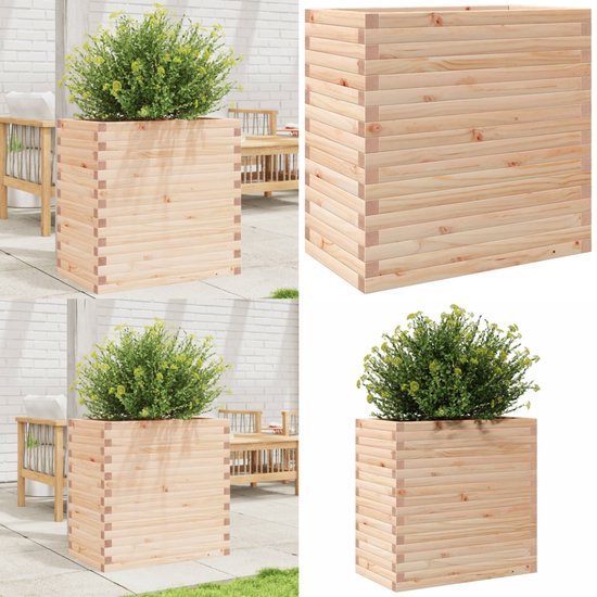 vidaXL Plantenbak met voering 31x31x75 cm massief acaciahout, bloempot, buitenpot, planten pot, bloembak, plantenpot, tuinpot, plantenbak buiten
