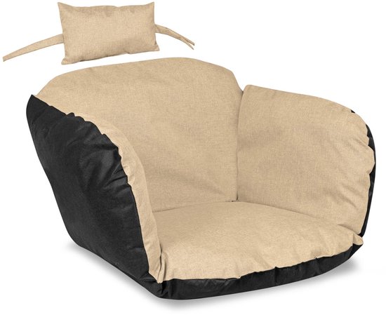 EDANTI Storchennest Kussen voor Hangstoel Met Rugleuning, Waterdicht, Rond, Grijs, Diameter 110 cm