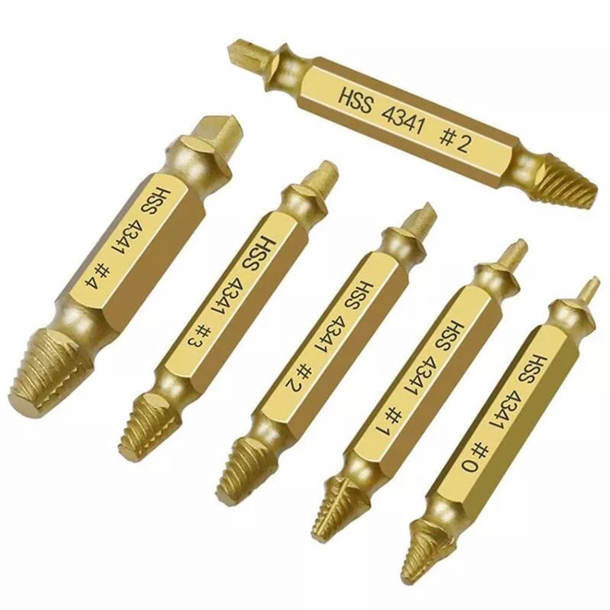 schroef extractor - 6-delige titanium doos - Dubbele schroefextractor - Schroefverwijderaarset 6-delig set - Dubbele kop schroef extractor gebroken schroef extractor slipt