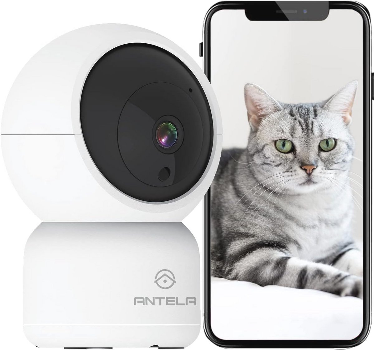 Bewakingscamera voor binnen met 3MP HD, WLAN, 2-weg audio, draaibaar en IR-nachtzicht