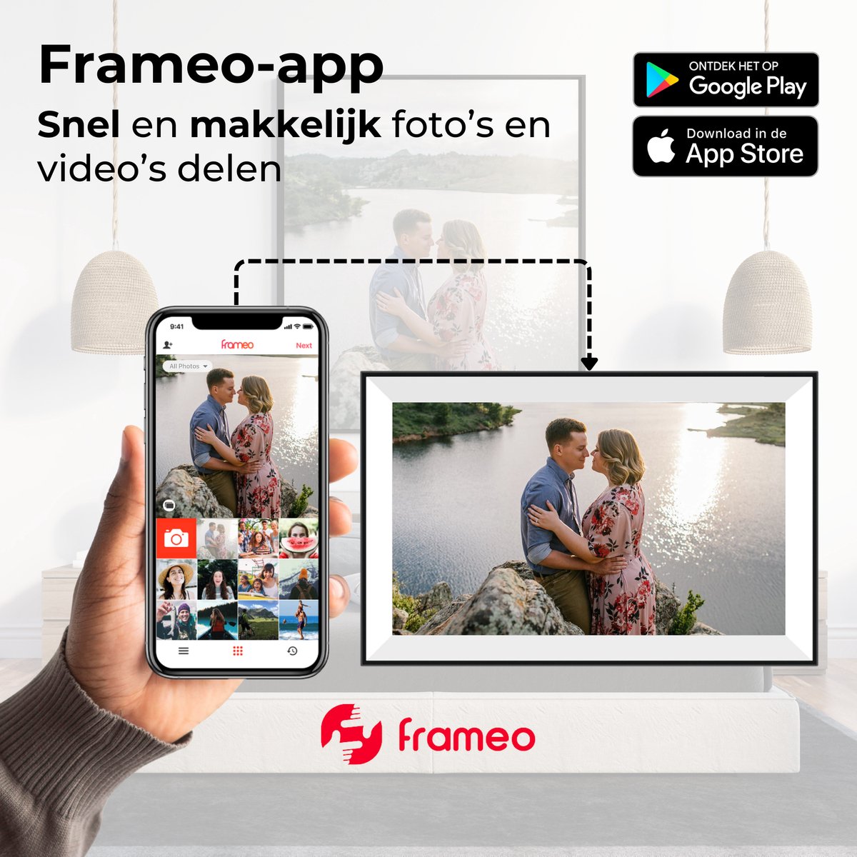 Naevy Digitale Fotolijst 10.1 inch – Digitaal Fotolijstje – HD Display – Met WiFi Verbinding & Touchscreen – Frameo App – 16 GB Intern Geheugen — cadeau in Wonen & Interieur - foto 4