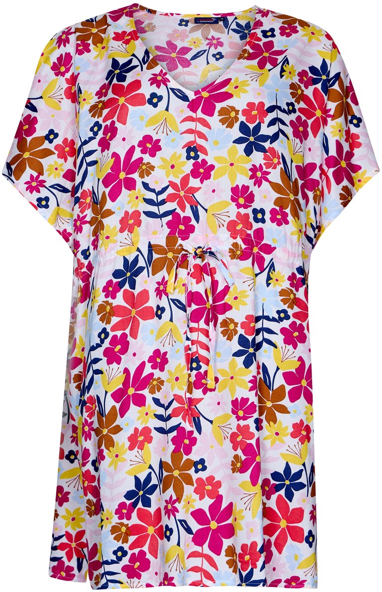 Rebelle Jurk Full Bloom - Wit/Roze - Viscose - Maat 40
