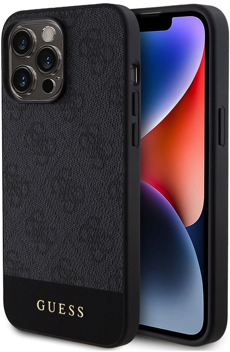 Guess 4G Stripe Back Cover - Geschikt voor Apple iPhone 15 Pro (6.1") - Grijs