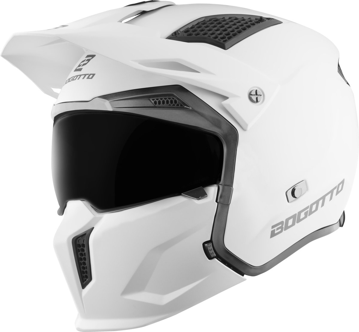 Bogotto Radic 22.06 Mat Wit Motorhelm - Maat XS - Helm