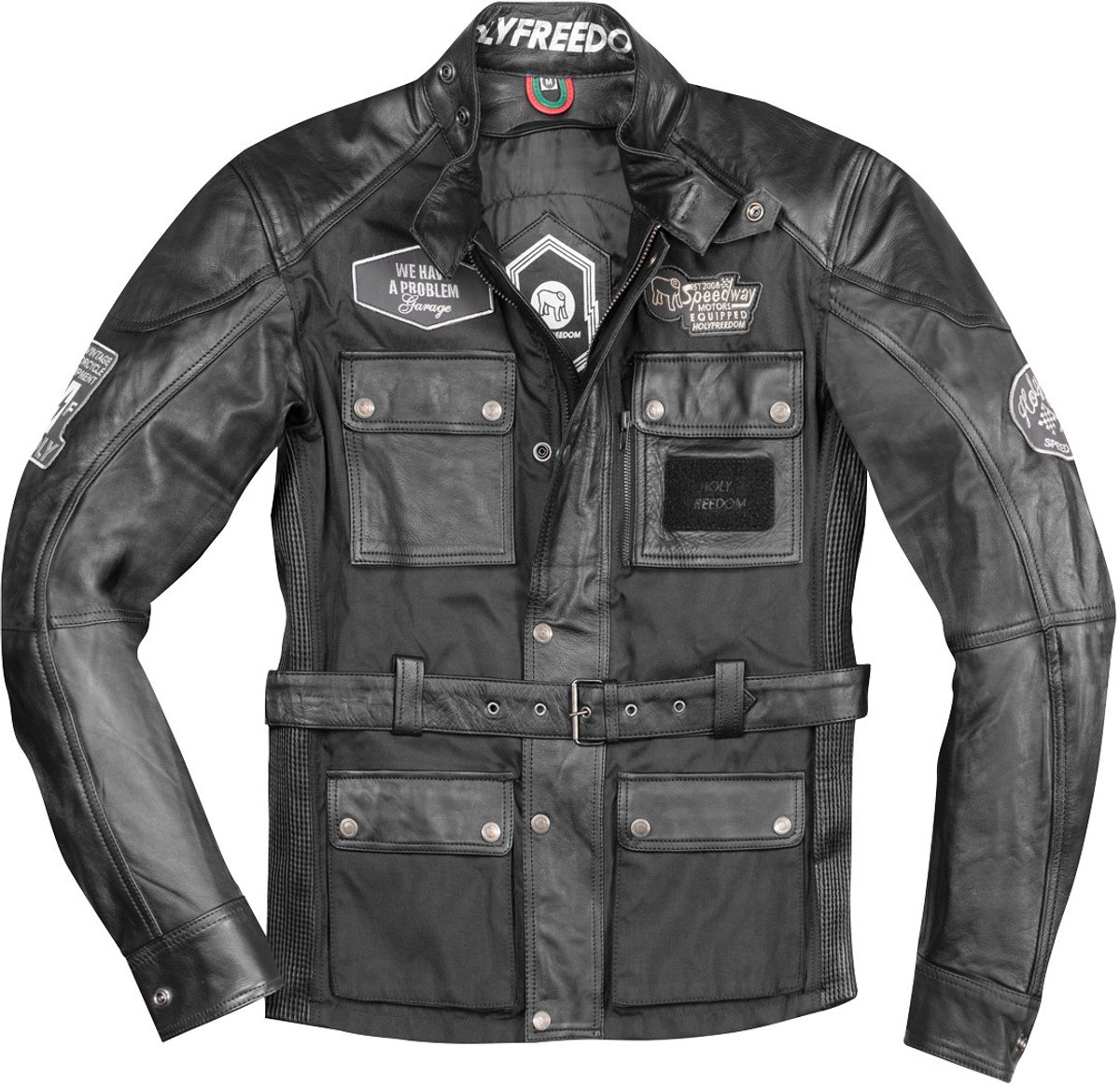 HolyFreedom Quattro TL Zwart Leren/Textiele Motorjas - Jas