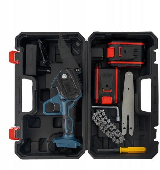 6 inch draadloze kettingzaag 2x 21V 1500 mAh oplaadbare mini -kettingzaag met batterij, elektrische zagen voor snijden, voor tuin, hout en takken — afbeelding 5