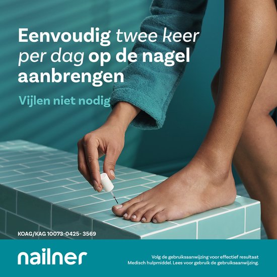 Nailner Kalknagelkwastje Multi-Action 5 ml met kleurverbeterend effect - Kalknagelbehandeling voor Kalk en Schimmelnagel, Medische hulpmiddelen om Kalknagels te behandelen en voorkomen, effect binnen 1 week, zonder te vijlen, voor dagelijks gebruik