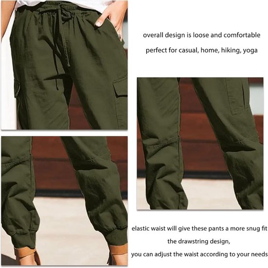 GRECERELLE Damesbroeken rekbare kantoor yogabroeken elastische taille rechte pijp casual werkbroeken voor vrouwen UK yogabroek met zakken, Donkergrijs, M