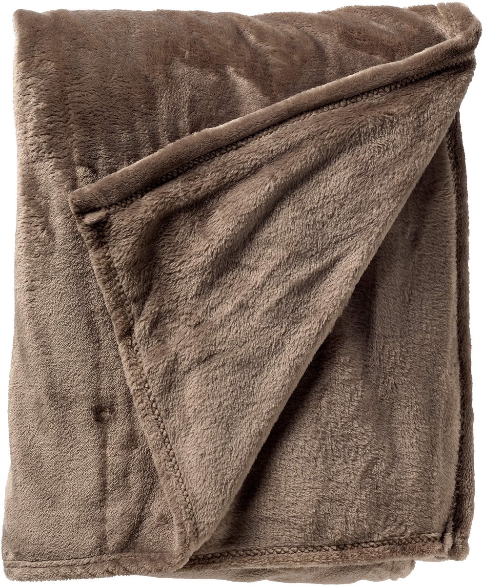 Dutch Decor - CHARLIE - plaid 200x220 cm - extra grote fleece deken - effen kleur - Driftwood - taupe
