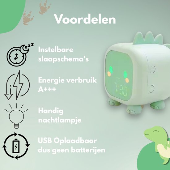 BMJ Trading® Wekker voor Kinderen - Dino - Slaaptrainer Kinderen - Wekker Kind Digitaal - Dinosaurus - Veranderd van Kleur - Kinderwekker - Alarmklok - Slaaptrainer - Slaapwekker - Digitale Wekker - Wekker Kinderen - Alarm Clock - Nachtlampje van BMJ Trading — afbeelding 3