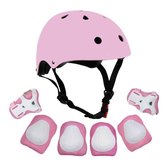 Kind Beschermingsset - Helm Knie Elleboog Pols Beschermers - Sportveiligheid - Voor Skeeleren & Fietsen - Kinderen - Zwart/Roze - Universeel - 1 set