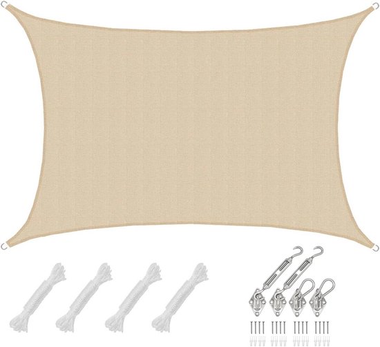 Sunblock Schaduwdoek 2.5 x 6 m Tegen Zon En Uv-straling Zonnezeil Rechthoekig met1,5 m vrij touw voor Tuin, Balkon, Terras, Camping, Wit Sunblock Schaduwdoek 2.5 x 6 m Tegen Zon En Uv-straling Zonnezeil Rechthoekig met1,5 m vrij touw voor Tuin, Balkon, Terras, Camping, Wit