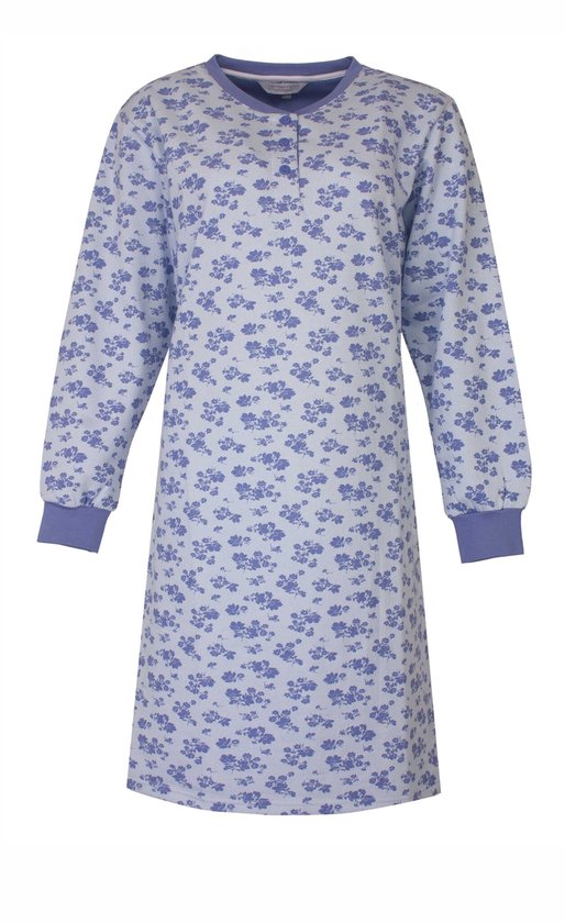 Chemise de nuit Tenderness pour femme - Polaire douce - Floral - Blauw - Taille S