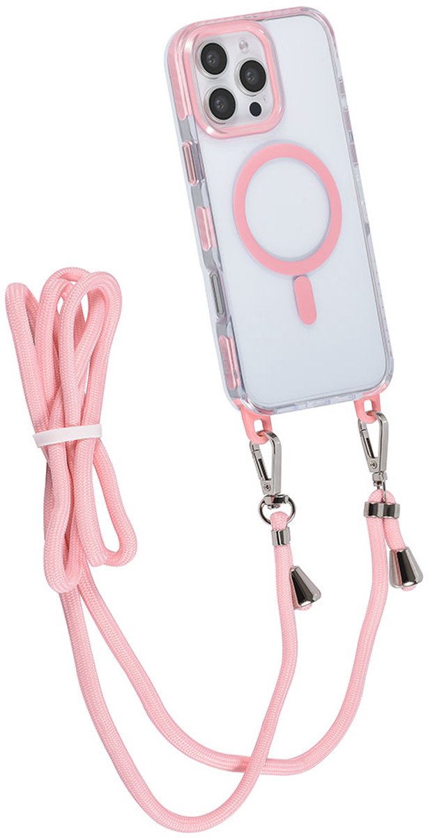 TUNIQ telefoonhoesje voor Apple iPhone 16 Pro Max - Backcover met koord - Roze