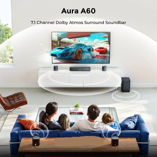 Soundbar - 7.1ch - Soundbar met Subwoofer - Soundbar voor TV - Smart App Control - 350W - Bluetooth TV Soundbar - Home Cinema Geluid - Zwart van Merkloos — afbeelding 5