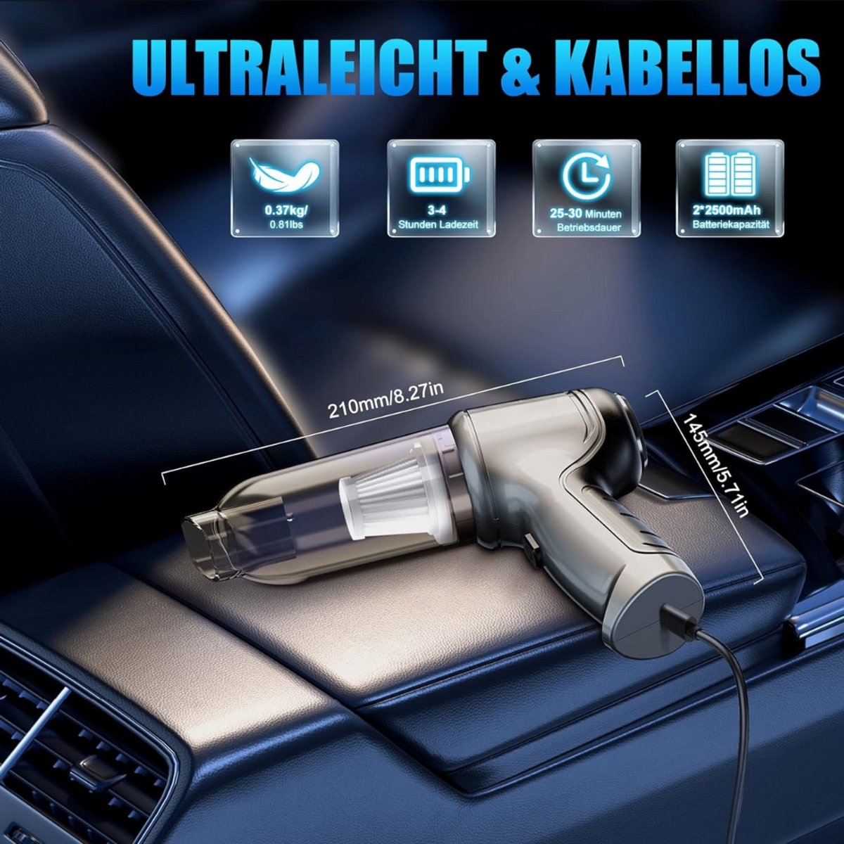 Kruimeldief Snoerloos Handstofzuiger met Extreme Zuigkracht - afbeelding 2