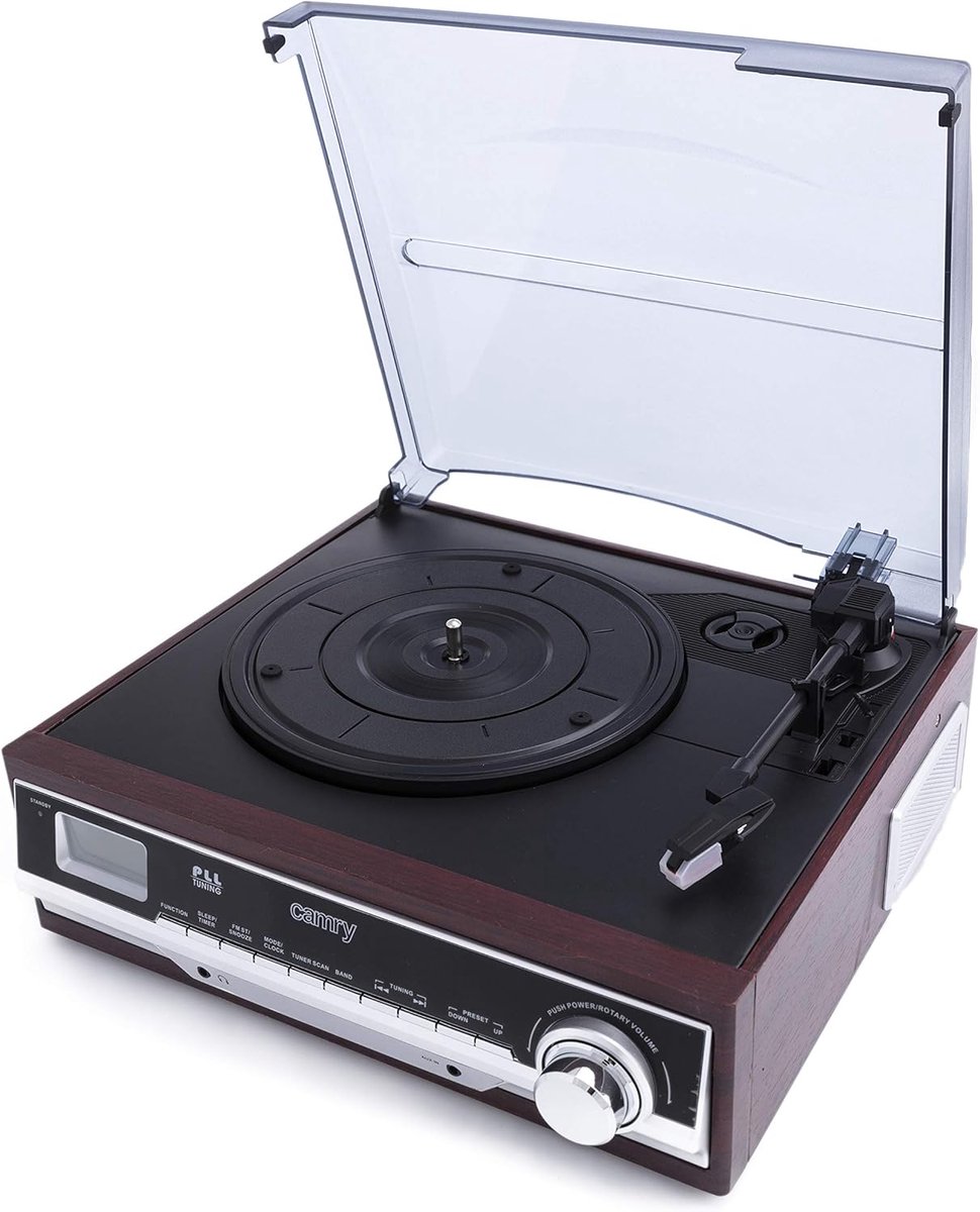 Draaitafel met Bluetooth, FM-radio, AUX en USB – Platenspeler met ingebouwde luidsprekers en opnamefunctie