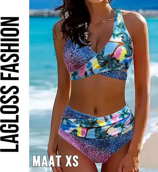 Set bikini 2 pièces LaGloss® – Imprimé tropical – Haute élasticité et séchage rapide – Mode maillots de bains pour femme – Taille XS