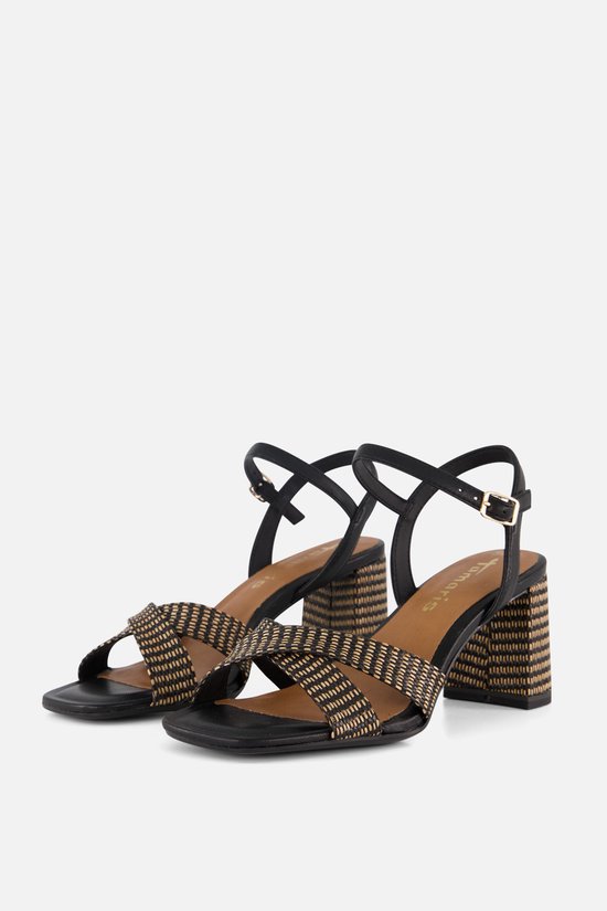 Tamaris Sandalen met hak zwart Textiel - Maat 40