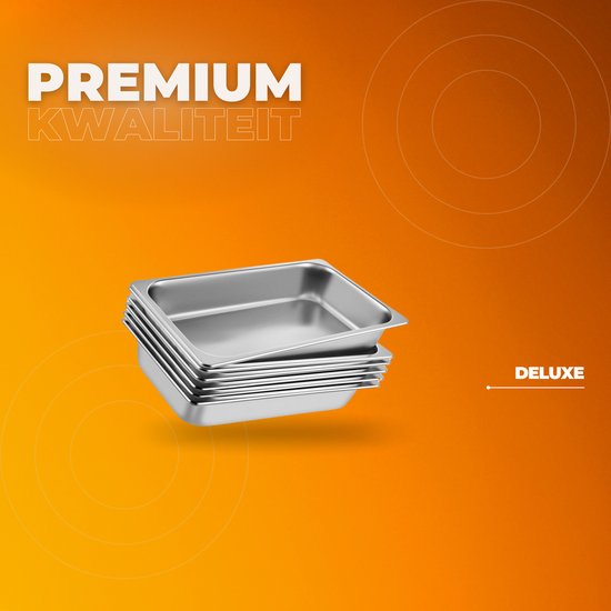 Warmhoudbakken 6 stuks - 13L - Voedselverwarmer - Luxe Stoomtafelpan - Roestvrij Staal - Chafing dish - voor Buffetwarmer - Warmhoudschalen — afbeelding 2