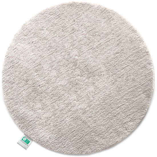 Badmat FLOORDIREKT Sky - Tapis de bain rond - Dense et moelleux - Facteur de bien-être pour votre maison - Antidérapant et lavable - Testé sans Tissus nocives - Diamètre : 120 cm - Ivoire