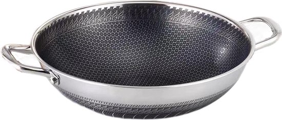 Cheffinger Wokpan met Deksel - 40cm - Zwart - Inductie - XXL Wok Pan