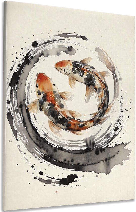 DecoMe poisson Japon 60 x 40 cm - décoration murale toile sur bois - décoration murale - décoration murale salon - chambre - Art Décoration Esthétique