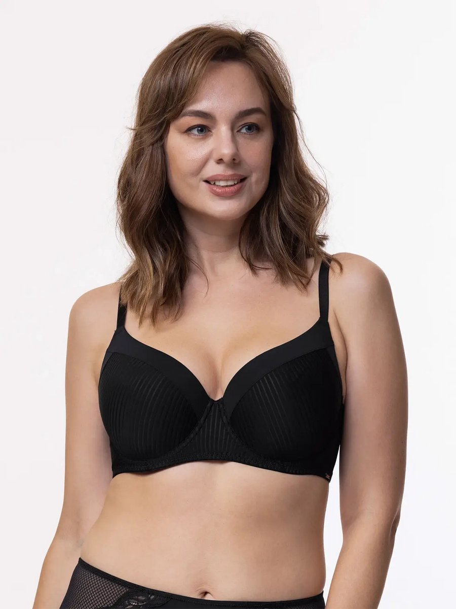 Dorina BH Carmen - T-shirt BH met Beugel - Grote maten bh met vulling met brede bh band - 90C - Zwart