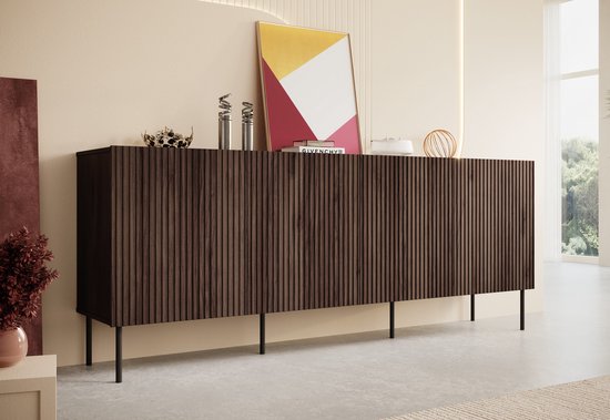Meubella - Dressoir Tartagal - Donkerbruin eiken - 200 cm