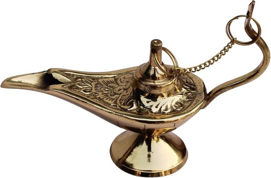Boutique Trukado - Aladdin Magic lamp Backflow burner - messing - handgemaakt - (lxhxd) ca. 15,5cm x 9,5cm x 5cm