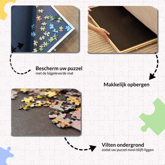 AYOO Puzzelbord - Portapuzzle - Puzzelplaat - Verstelbaar Puzzelbord - Puzzelbord met opbergsysteem - Puzzelplank - Puzzel bord - Puzzelbord 1000 stukjes - Puzzeltafel - Puzzelplank