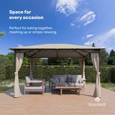 Bol.com Blumfeldt Mondo Paviljoen 3X4 - Stalen Frame Met Gordijnen Weerbestendige Overkapping Tuinpaviljoen Roestvrij Staal Eenv... aanbieding