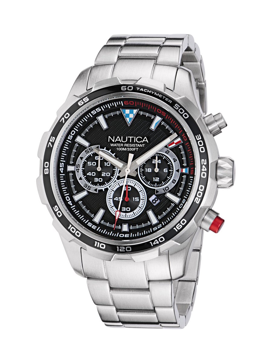 Nautica Nst Analoog Horloge Zwart Case: 100% Stainless Steel | Armband: 100% Stainless Steel 46 mm NAPNSF301, NAPNSF307