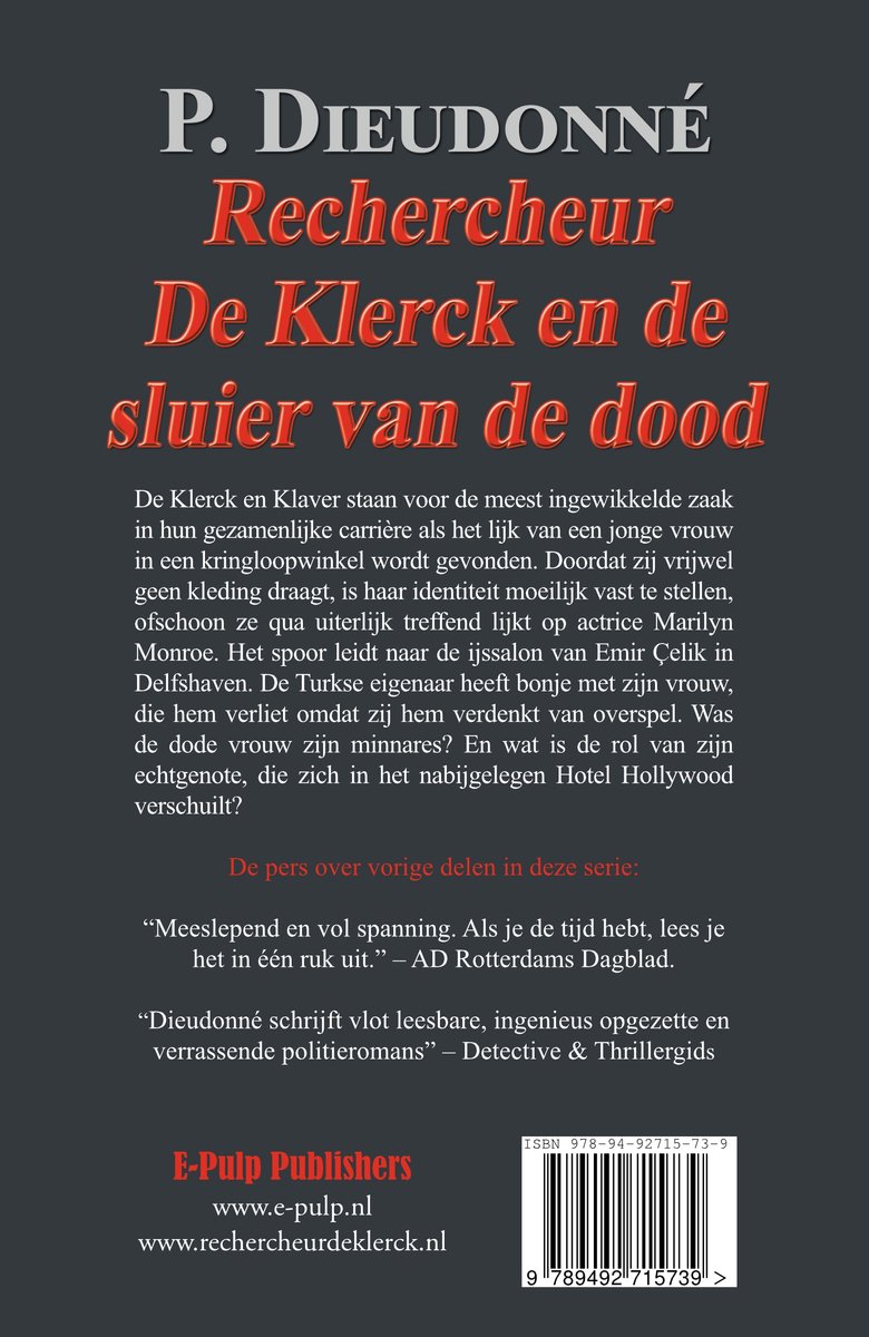 De Klerck 10 - Rechercheur De Klerck en de sluier van de dood - back cover