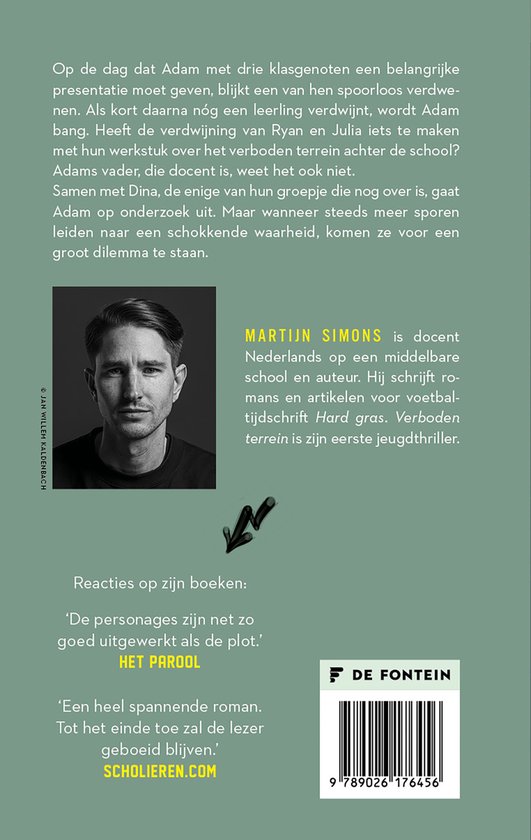 Portret van Martijn Simons, auteur, met tekst over zijn boeken.