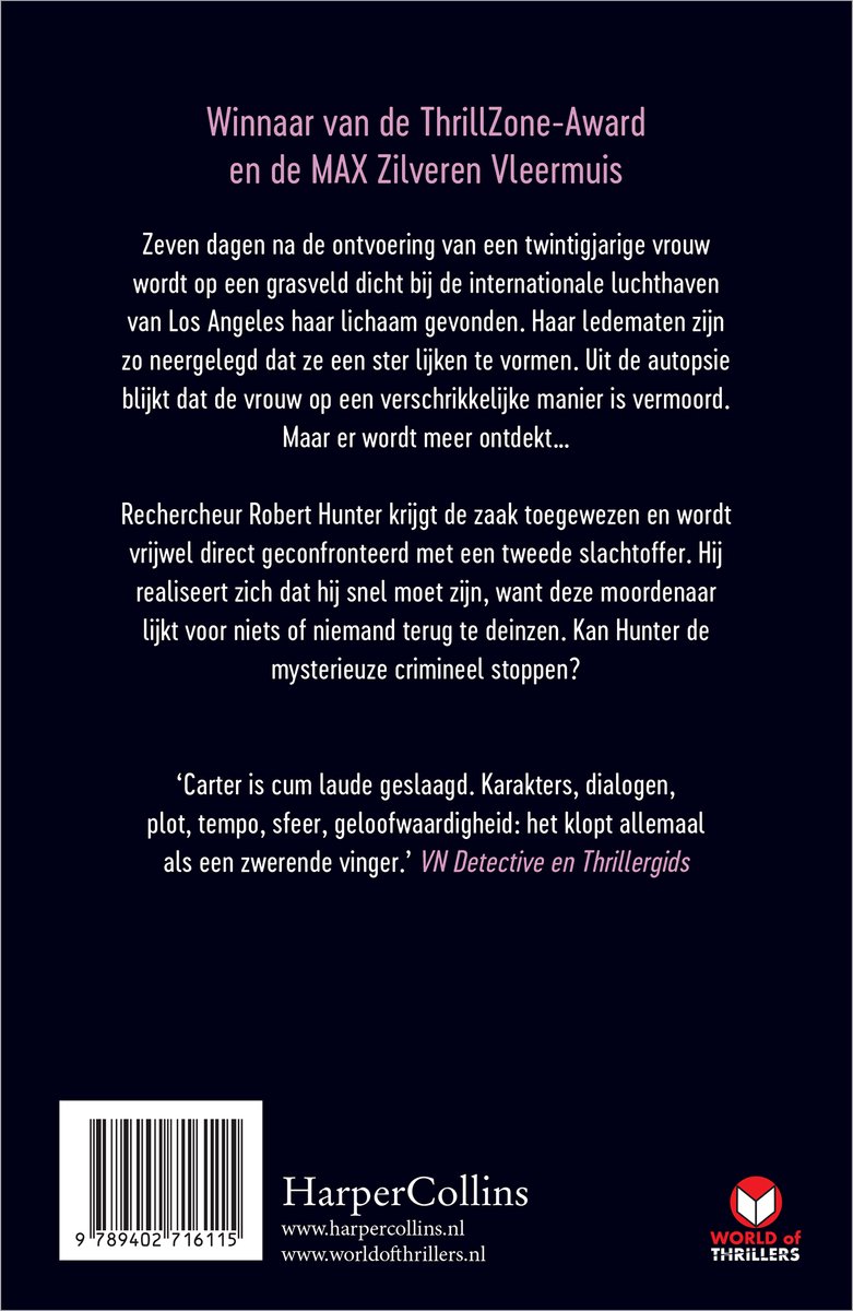 Robert Hunter 7 - Ik ben de dood - back cover