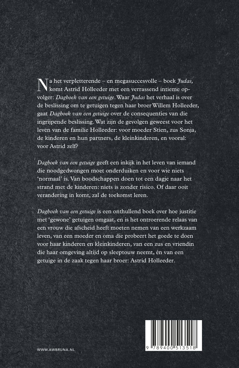 De Holleeder trilogie 2 - Dagboek van een getuige - back cover
