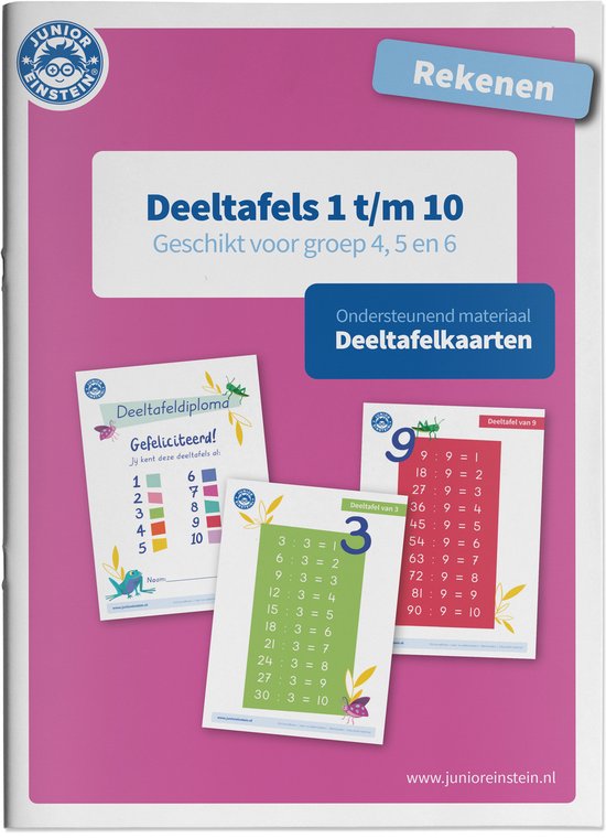 Deeltafelkaarten 1 t/m 10 rekenen geschikt voor groep 4, 5 e ... - cover