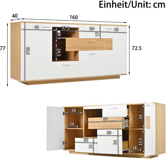 Dressoir kast hoogglans wit noten | Aktie wonen.nl