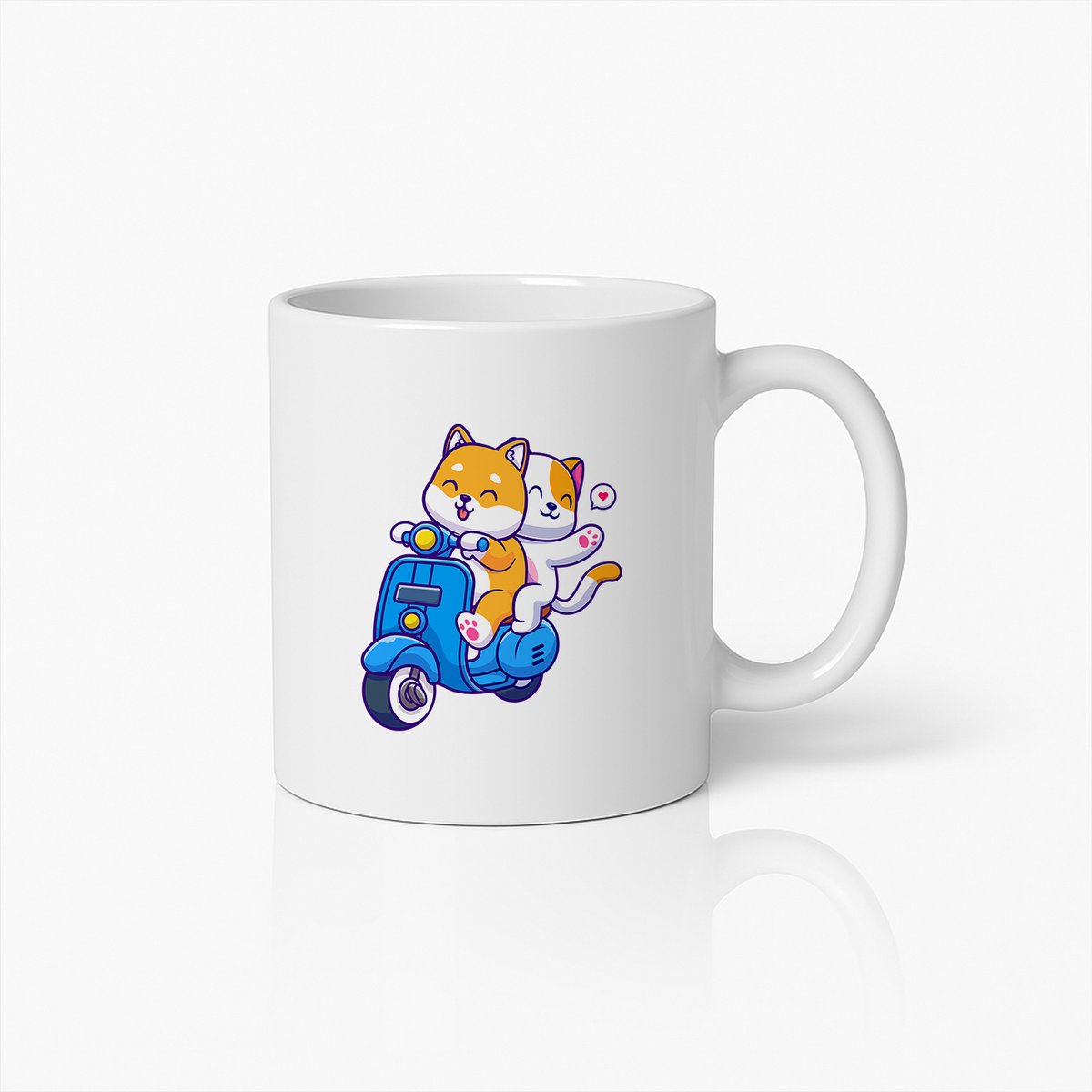 Schattige Kat en Hond Scooter Mok – Leuk Cadeau voor Dierliefhebbers Koffiebeker