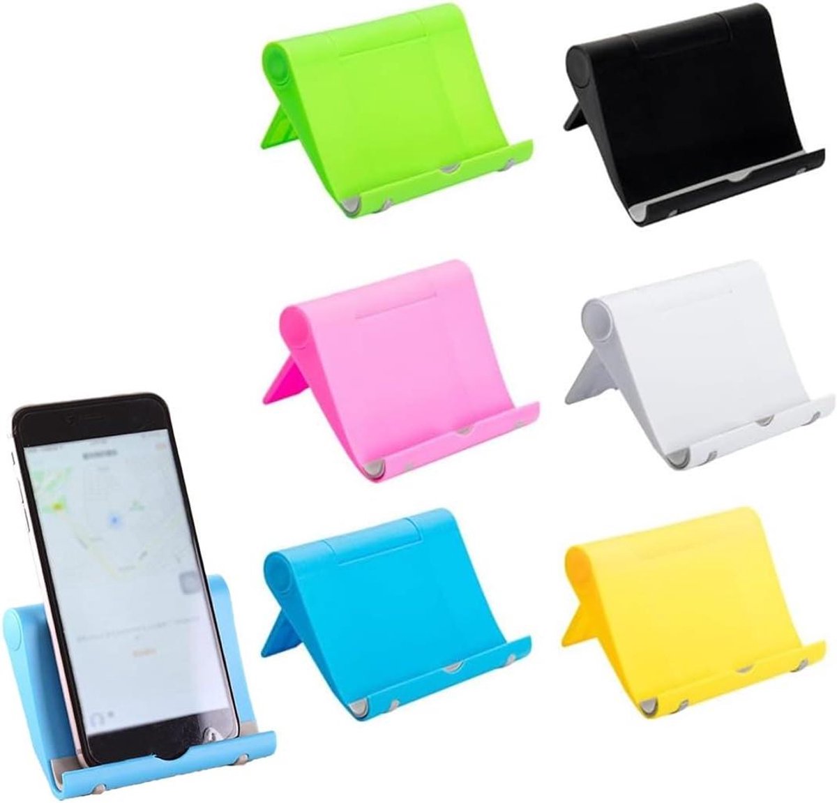 6 stuks opvouwbare en verstelbare telefoonhouders - compatibel met iPhone en Samsung